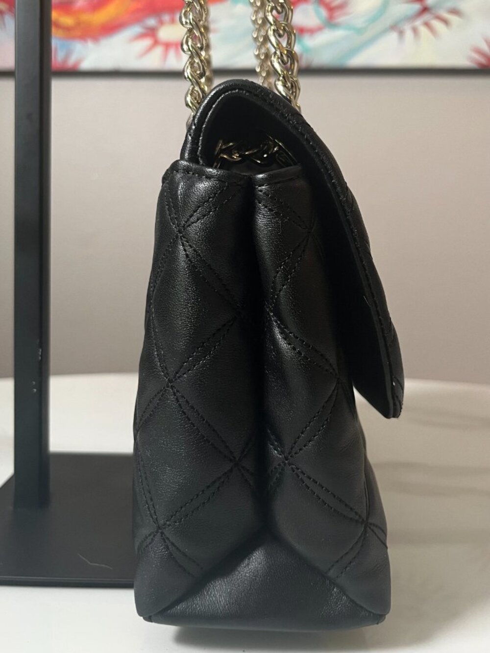 Kate Spade Natalia Medium Black Quilted Leather Flap Shoulder Bag COA - Picture 6 of 16